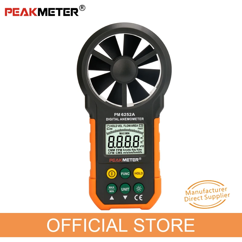 

PEAKMETER PM6252A digital anemometer handheld high-precision air flow meter temperature and humidity test instrument anemometer