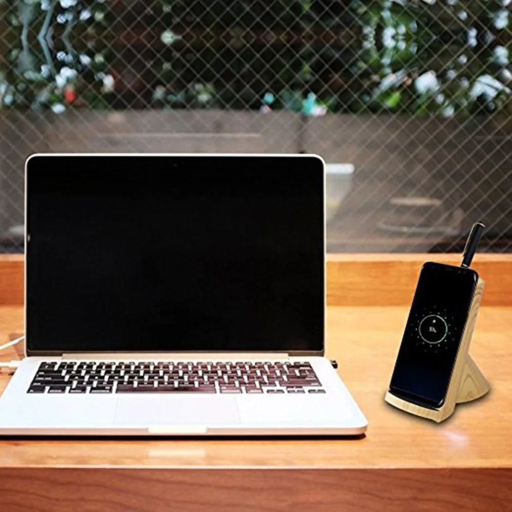 EastVita Creative Fast Wireless Charger with Wood Pen Holder Exquisite Charge Pad Phone Stand for iphone Samsung Galaxy r30