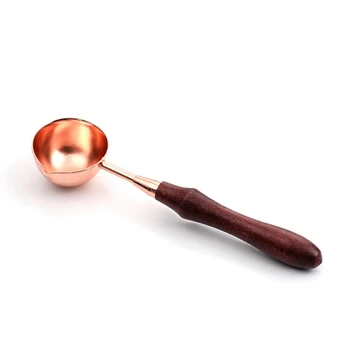 

Vintage Spoon Coffee Traditional Decor alloy Fire Paint Spoons Portable Wooden Handle Sealing Wax Seals Metal Tools