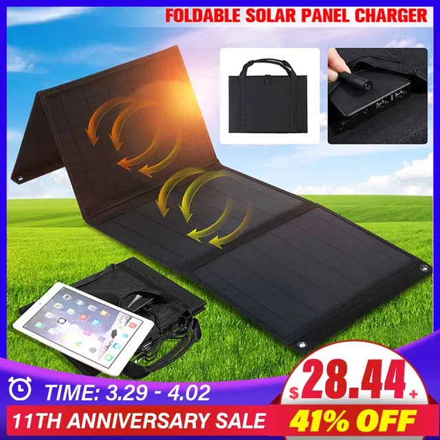 150W 12V/5V Foldable Dual USB Solar Panel Portable Folding Waterproof Solar Panel Solar Cell Charger Mobile Power Battery Charge 1