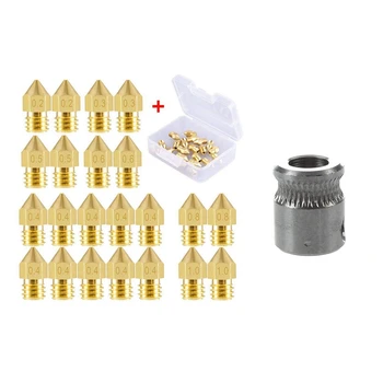 

1Pcs MK8 Extruder Drive Gear 5Mm Bore Silver & 22 Pcs 3D Printer Nozzles MK8 Nozzle 0.2Mm-1.0Mm with Storage Box