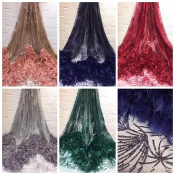 

2019 New style French net lace fabric 3D flower nigerian tulle mesh lace fabric high quality african lace fabric