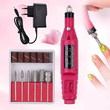 

1Set Electric Nail Drill Machine Kit ELSA EU Charging Manicure Machine Pedicure 6 Bits Sanding Buffer Nail File Nail Art Pen