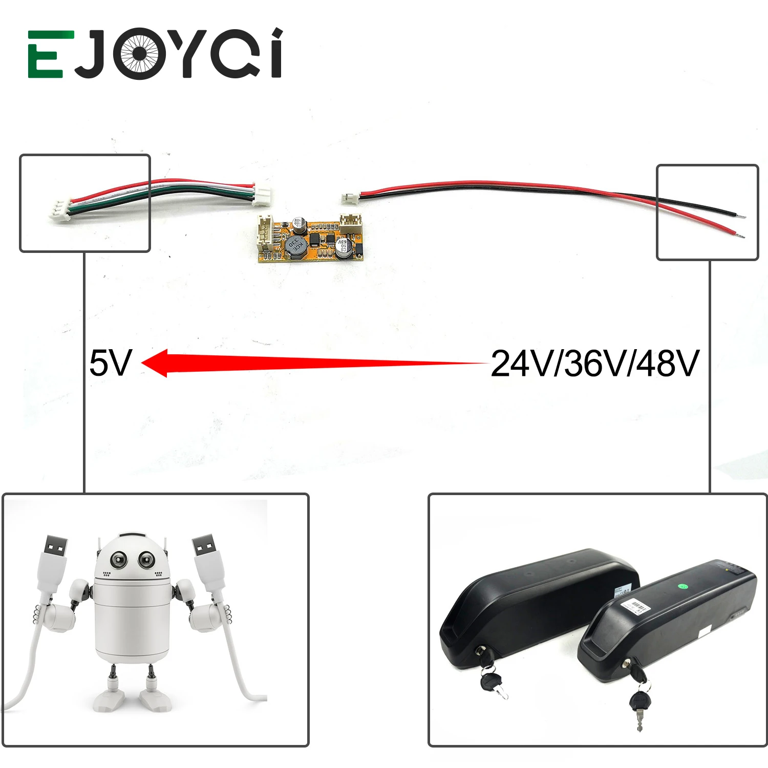 

DC Converter 7V To 60V Convert 5V USB Reduce Voltage Circuit Board for Electric Bicycle Battery Controller