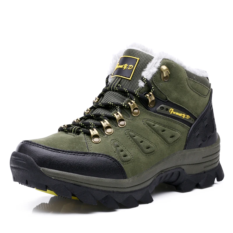 Men's shoes authentic high shoes men's outdoor sports shoes winter warm plus velvet non-slip thick snow boots