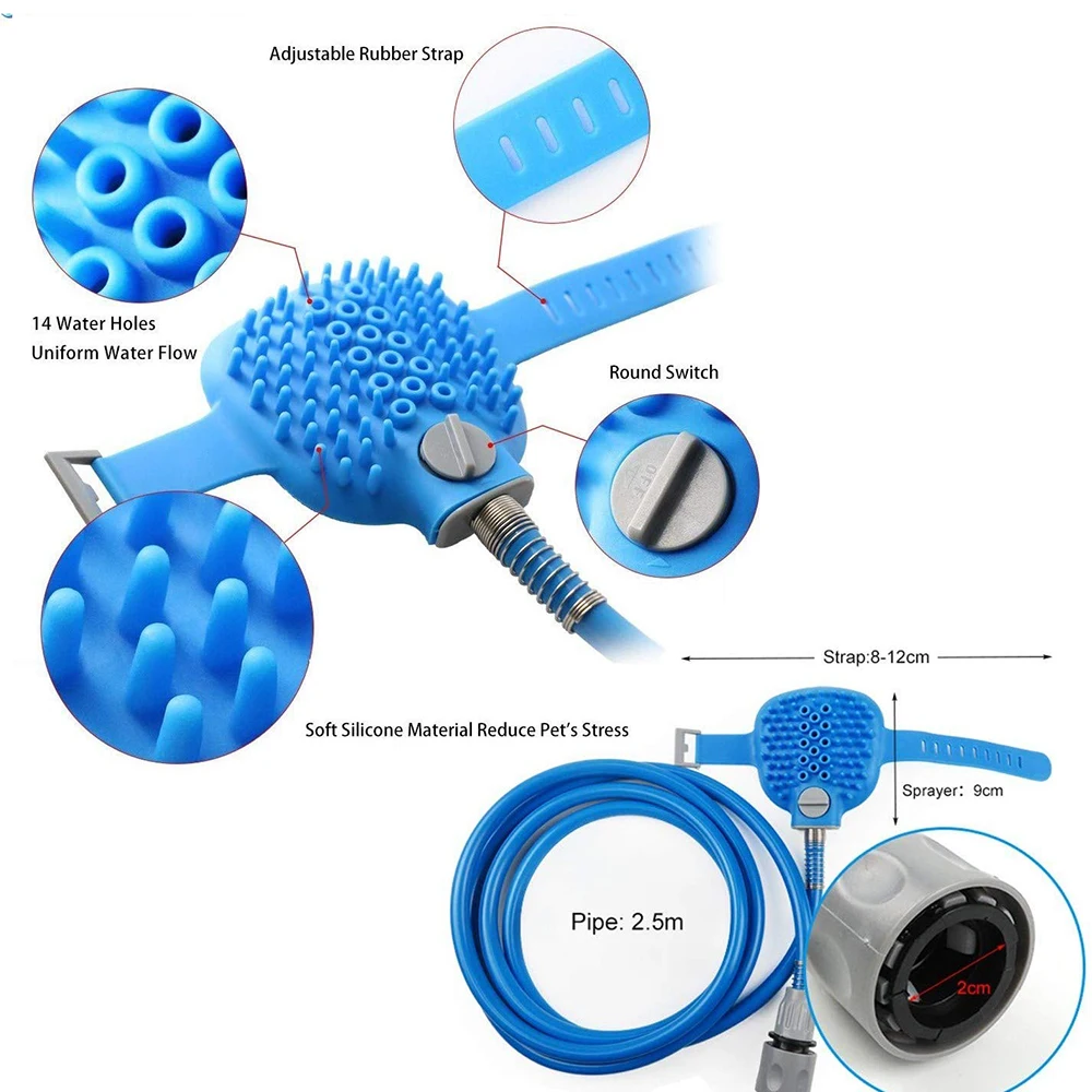 Pet душ опрыскиватель инструмент для купания «2 в 1» кисть кота собаки лошадь очистки и массажа Комбинации мульти-функциональный скруббер