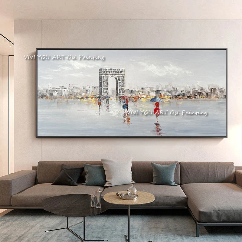 

Современная Коллекция 100% года, ручная работа, эйфелевая АРКА, картина маслом, большой размер, холст для украшения дома и Настенная картина, Постер, галерея