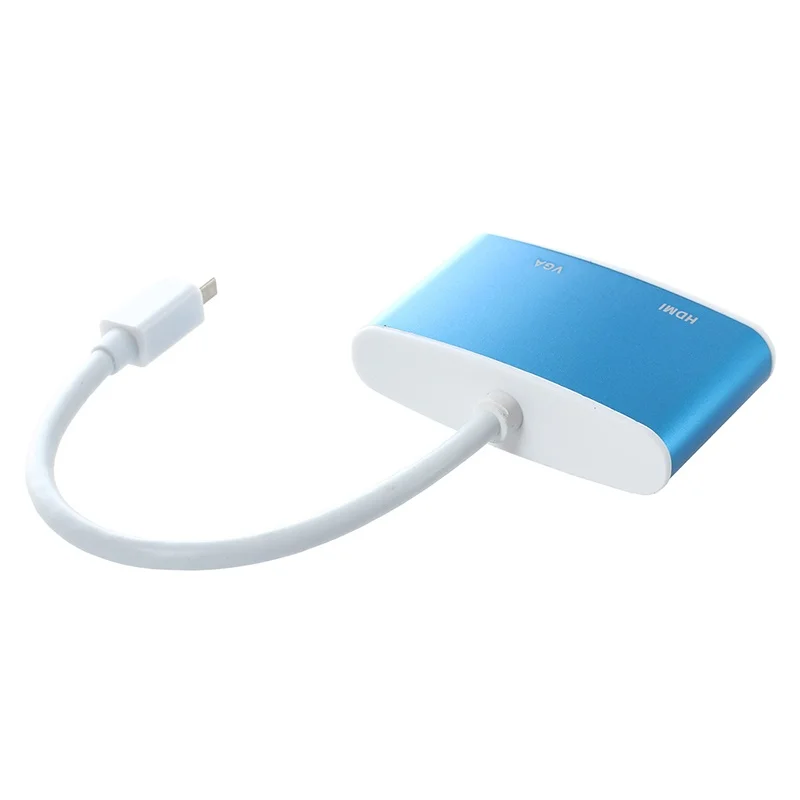 Премиум алюминиевый V1.3 Full HD 1080P Mini DP display port to HDMI& VGA синий 2 в 1 кабель-адаптер для Apple Macbook, Macbook Pro