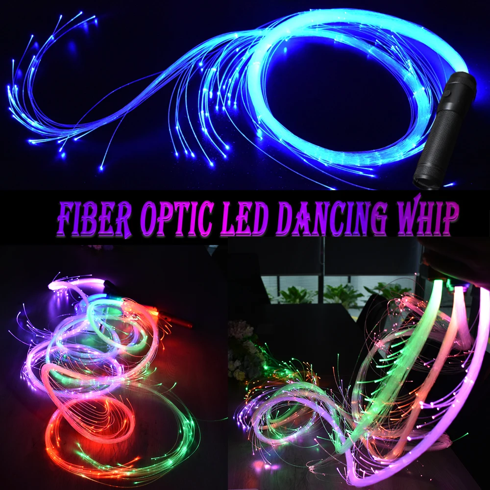 LED Fiber Optic Whip Led Glow Gloves Multicolor Dance Whip Light Up Rave Toy Flashlight Dance Festival Glow Stick