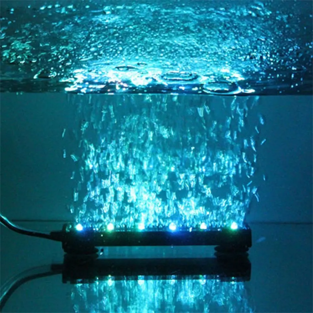 RGB LED Light Aquarium Fish Tank Light Submersible Light Air Bubble Lamp Making Oxygen with Remote Control for Fish Tank