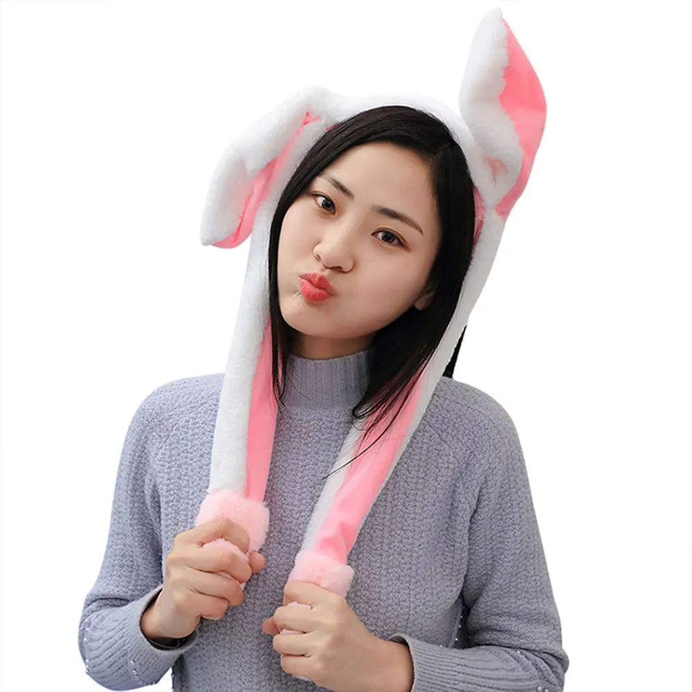Dance Rabbit Ears Pink Gifts Gasbag Joke Flash Rabbit Ears Cute Plush Imitate LED Rabbit Hat Girl Friend