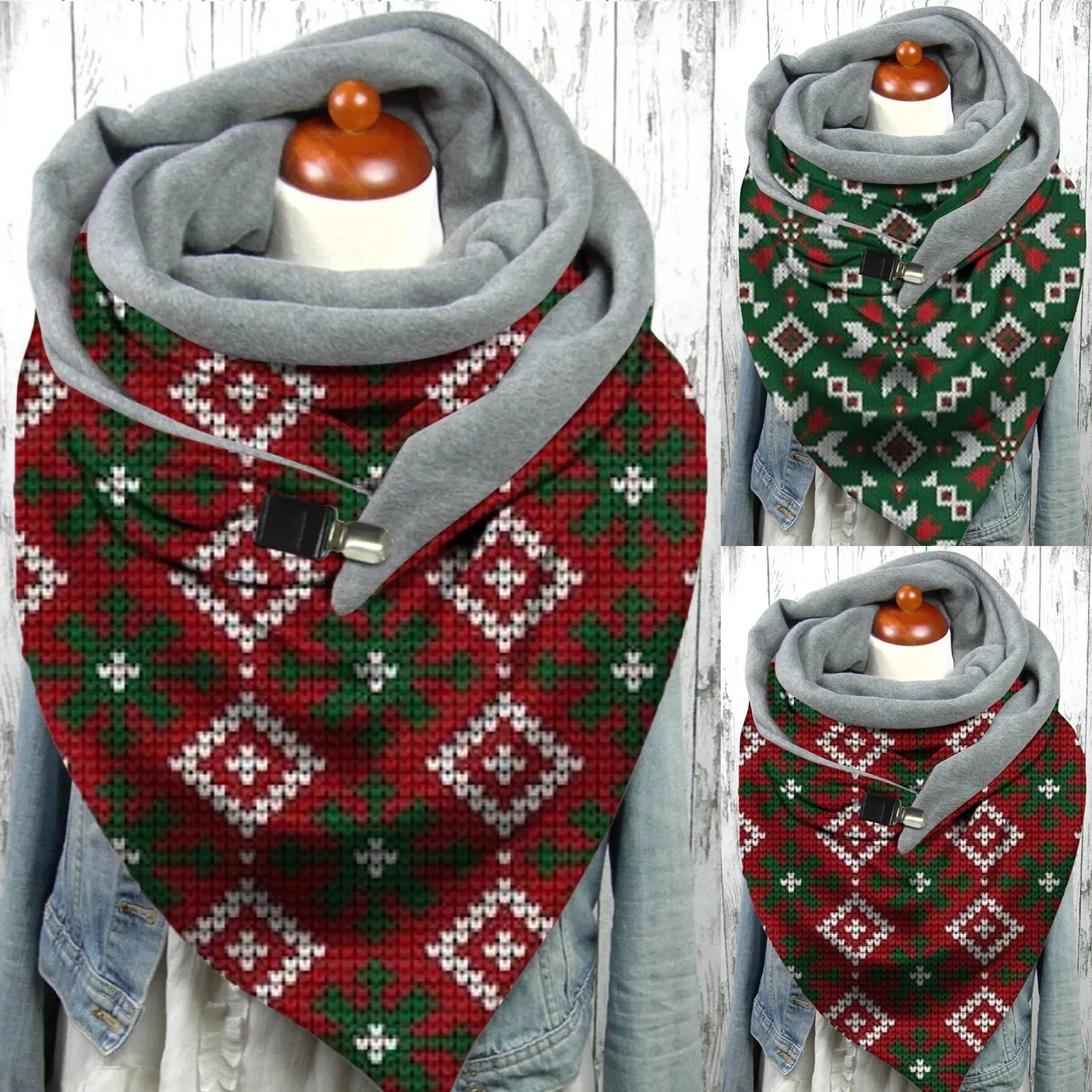 

Fashionable Christmas Winter Button Soft Wrap Casual Warm Scarf Shawl Buckle imitation cashmere print Scarves аѬ женский q5