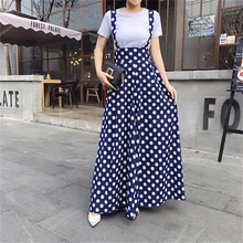 

Summer Fashion Open Back Polka Dot Printed Shoulder Strap Chiffon Suspenders One-piece Wide-leg Pants Ladies Jumpsuit Vestidos