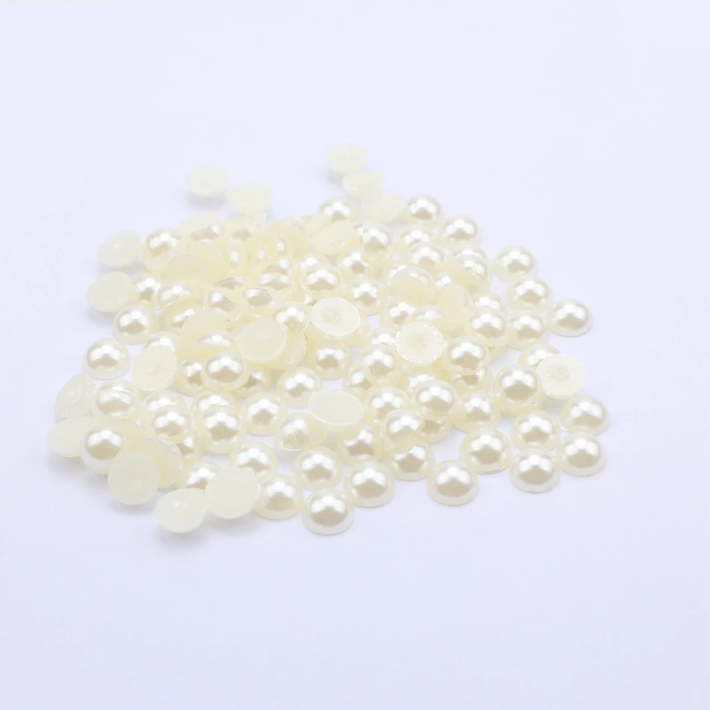 Pack of 100 Half-round Flatback Pearl for DIY Nail Art Phone Case Craft 8mm