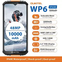 OUKITEL WP6 смартфон с 5,5-дюймовым дисплеем, восьмиядерным процессором MT6771T, ОЗУ 9 В, ПЗУ 2 А, 10000 мАч, 48 МП, 6 ГБ, 128 ГБ, мобильный телефон