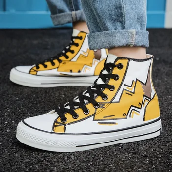 

2020 Men Fashion Canvas Shoes High Top Street Trend Men Vulcanize Shoes Men Classic Non-slip High Quality Men Canvas Shoes