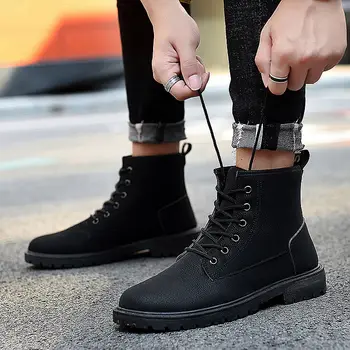 

2020 autumn new arrival solid boys ankle boots men elegant classic fashion sneakers winter plush shoes man boots