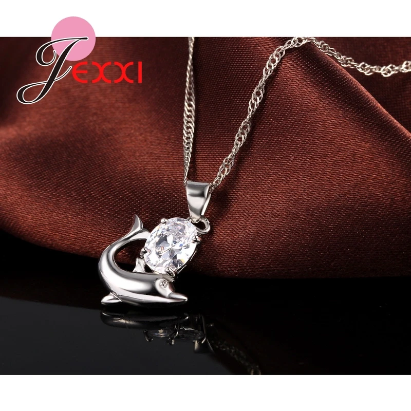 JEXXI-Pretty-CZ-Cubic-Zirconia-Jewelry-Set-925-Sterling-Silver-Romantic-Dolphin-Pendant-Necklace-Earrings-Set