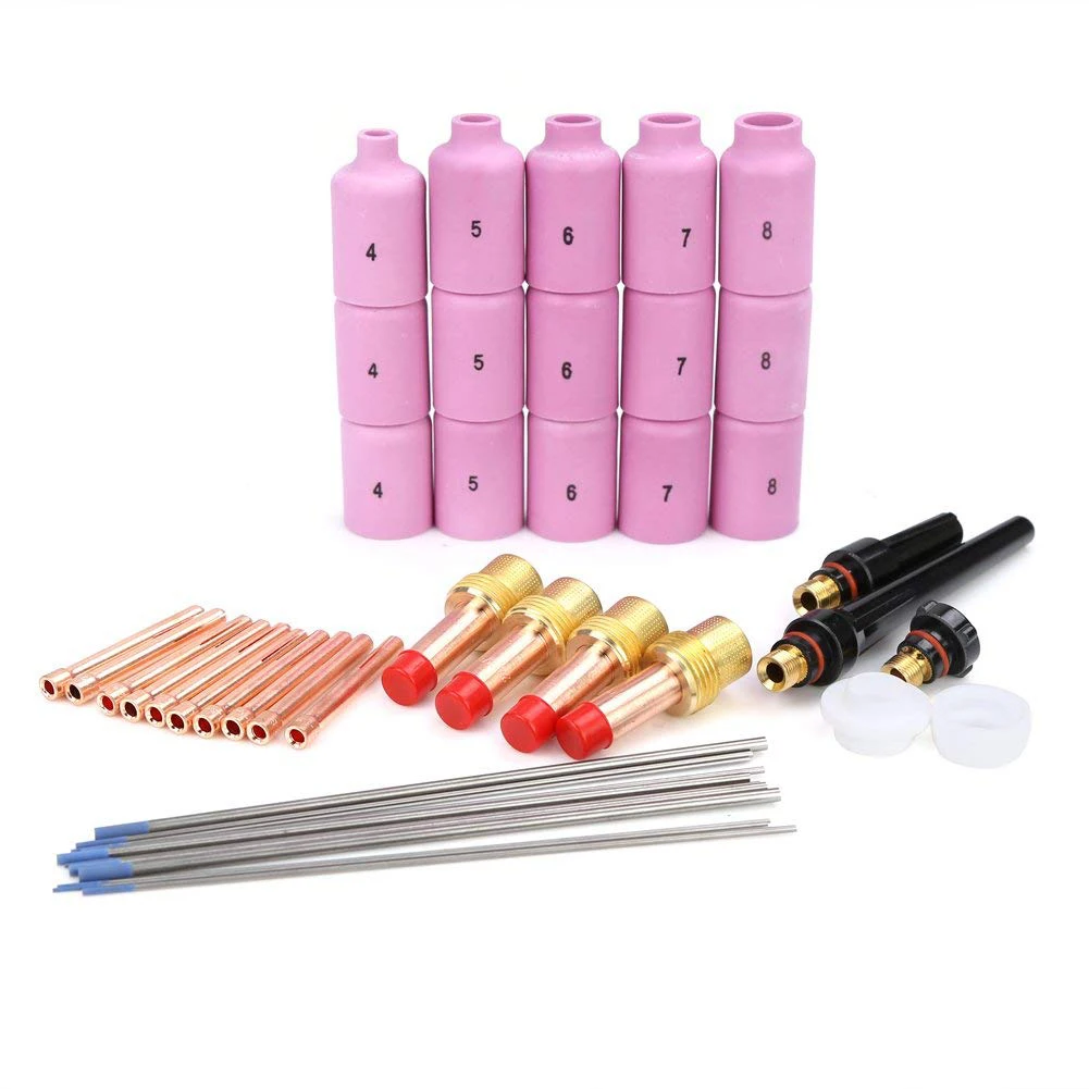 

46pcs TIG Kit Gas Lens for WP-17 WP-18 WP-26 WL20 Torch Accessories Spares Parts Lanthanated Tungsten