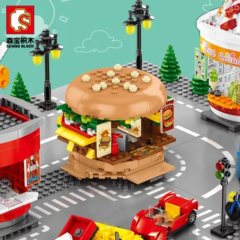 

Mini Street Compatible Lepining City Store Shops Set House Coffee Building Hamburger Creator Architecture Ice Cream Food Toys