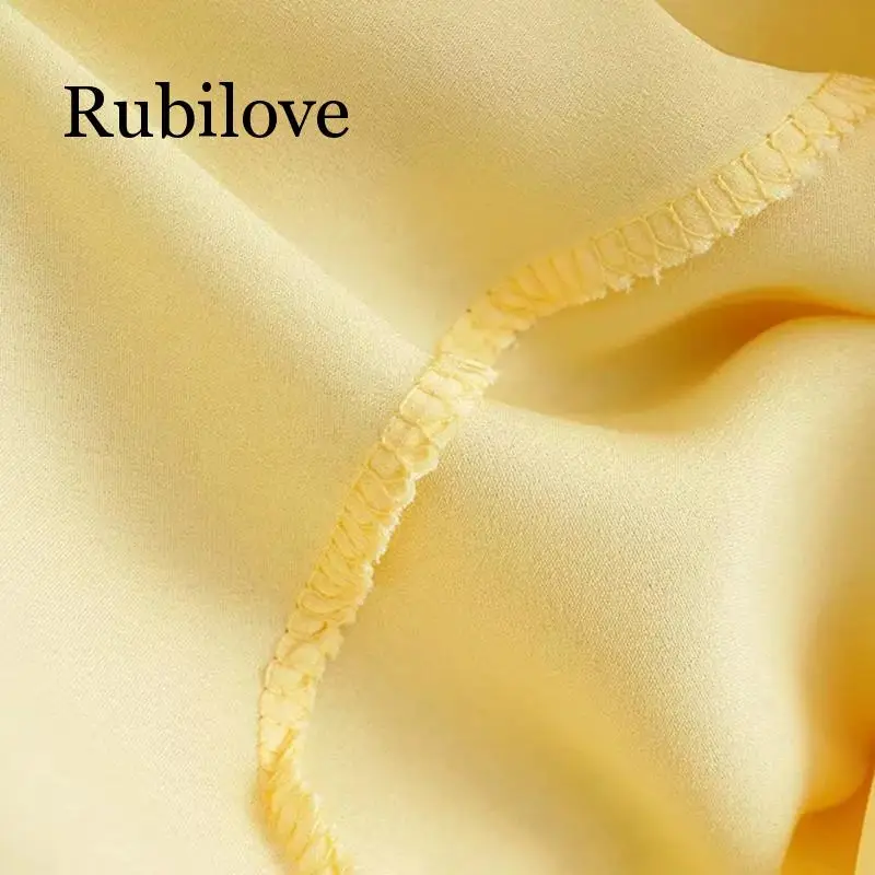Rubilove 2019 Женская Повседневная шелковая атласная Желтая красная юбка Женская весенне-летняя трапециевидная гладкая однотонная длинная юбка