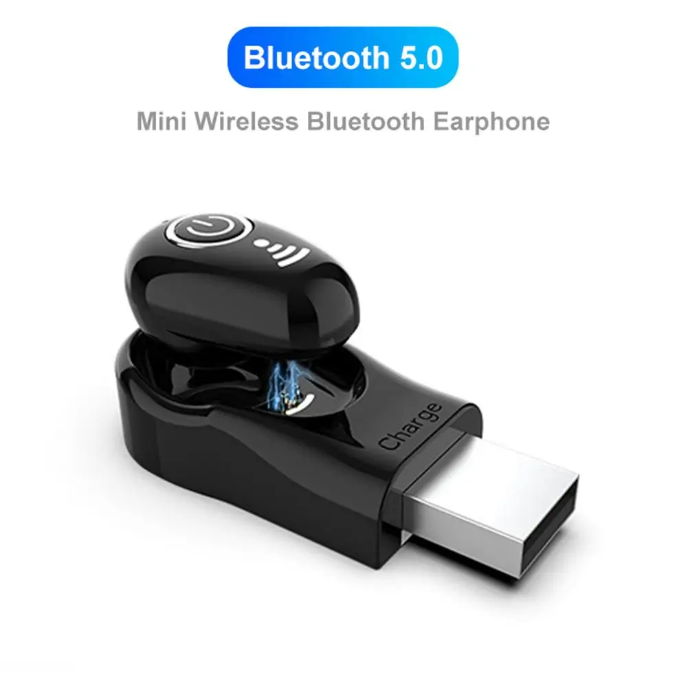 

S650 1Pc Mini Wireless Bluetooth 5.0 Earphone In-Ear Stereo Earbuds USB Charger
