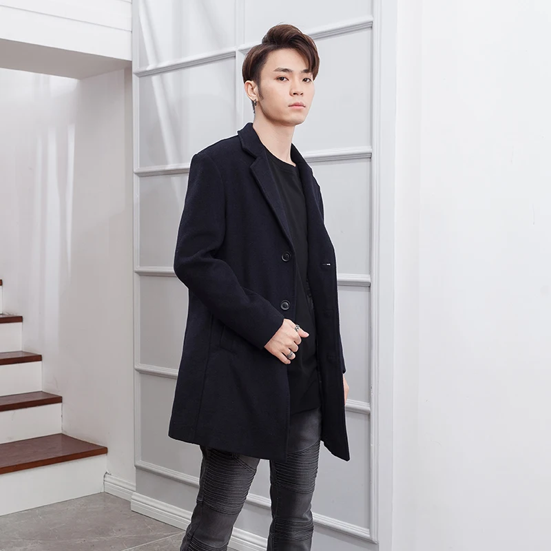 

Студенческая Куртка Harajuku, Мужская Корейская версия, тонкая длинная куртка Hanfeng выше колена, европейский и американский стиль, простая куртка