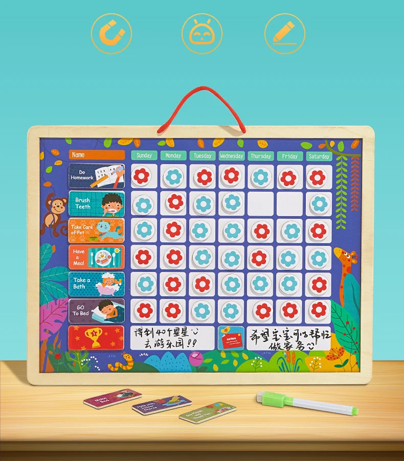 Новая деревянная Магнитная награда, таблица ответственности, календарь, детский календарь, обучающие игрушки для детей, календарь, время, игрушки