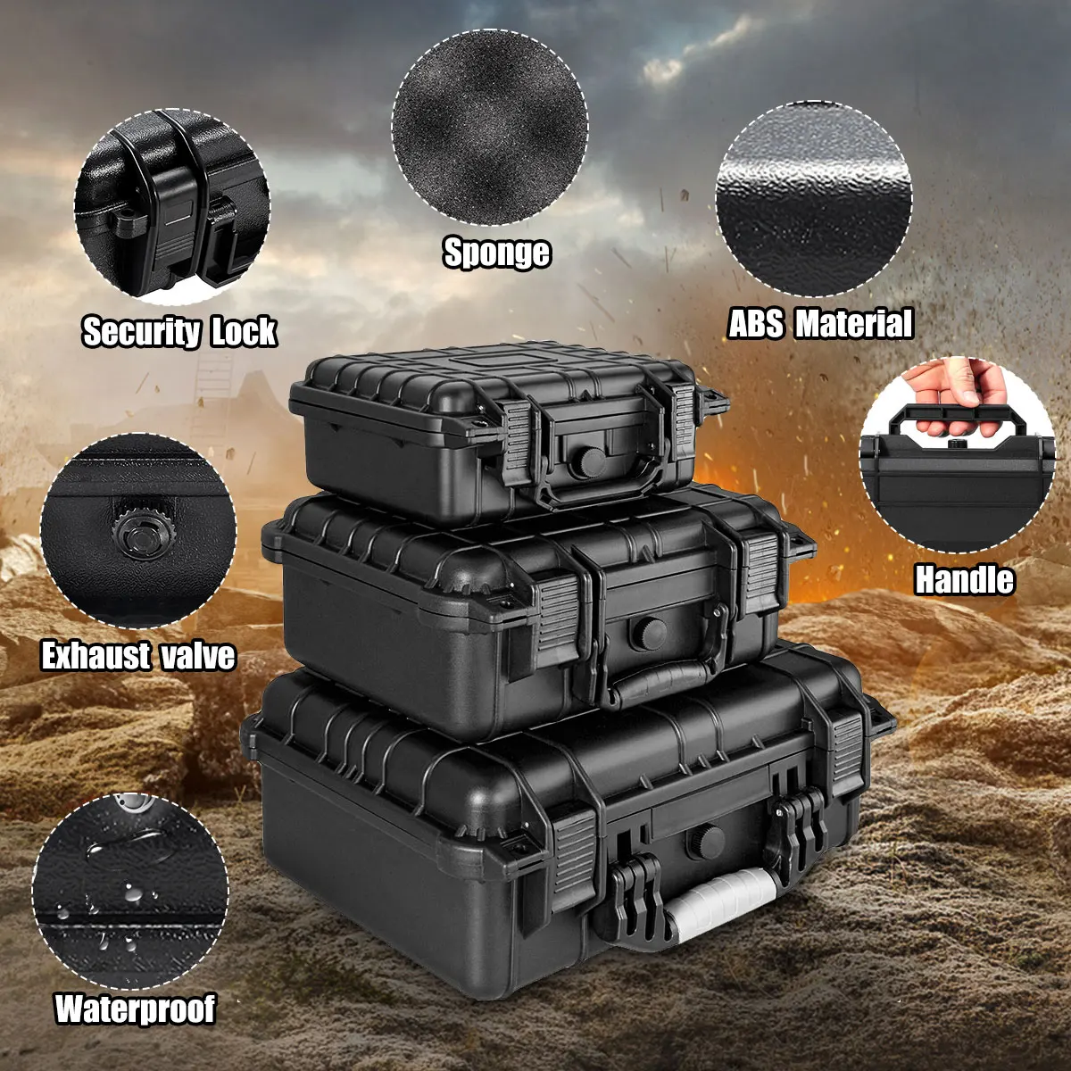 9 Sizes Tool Box Waterproof Plastic Hard Carry Case With pre-cut Sponge Tool Organizer Boxes Tool Cabinet Foam Hardware Toolbox 3