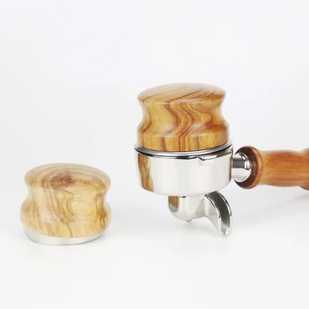 

Coffee Distributor Espresso Tamper 58mm Stainless Steel Coffee Tamper Base with Wooden Handle Coffee Leveler Tool SNO88