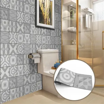 

European ceramic tile stickers self adhesive Wallpaper Decal Gas Stove Floor Wall Sticker for Kitchen Bathroom home decor