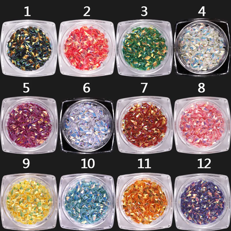 

Three-Dimensional Rhombus Nail Diamond Stone Strass AB Glass Rhinestones For 3D Nails Art Decorations