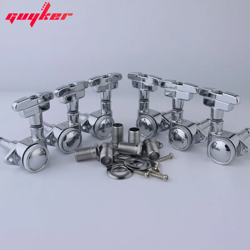 Guangker 3R3L Chrome Guitar Tuning Pegs Lock String Tuner Machine Heads Art Deco Testa Stile Imperiale Rotomatico