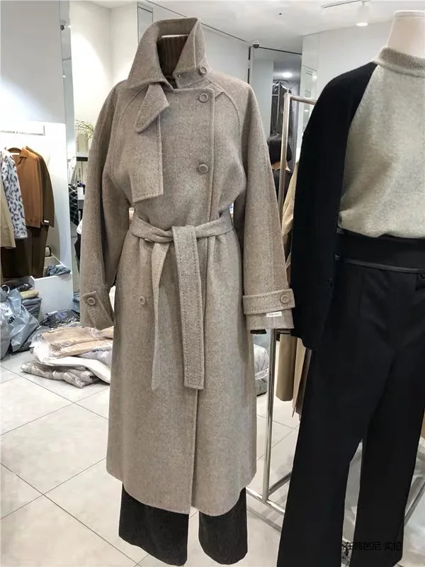 Южная Корея Dongdaemun Стиль Знаменитостей двухсторонние шерстяные товары шерстяное пальто ручной работы двухстороннее кашемировое пальто