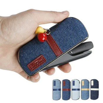 

Denim Cloth Alfa Leather Splice Cases For IQOS 3.0 Duo High Quality Plating Edge Protective Covers For Ecig Device Accessories