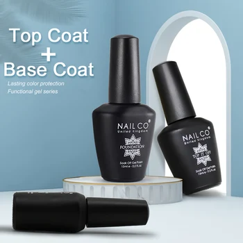 

NAILCO TOP Base Coat Gel Set Gel Nail Polish Semi Permanent Lacquer Long Lasting Nail Art Varnish Hybrid Resin 15ML 47 Color