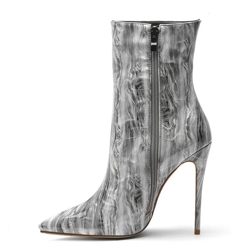 KATELVADI Women Classics Ankle Boots PU Patent Leather 12.5 Thin High Heels Zip Ladies Catwalk Show Short Boots K-556 KATELVADI Women Classics Ankle Boots PU Patent Leather 12.5 Thin High Heels Zip Ladies Catwalk Show Short Boots K-556