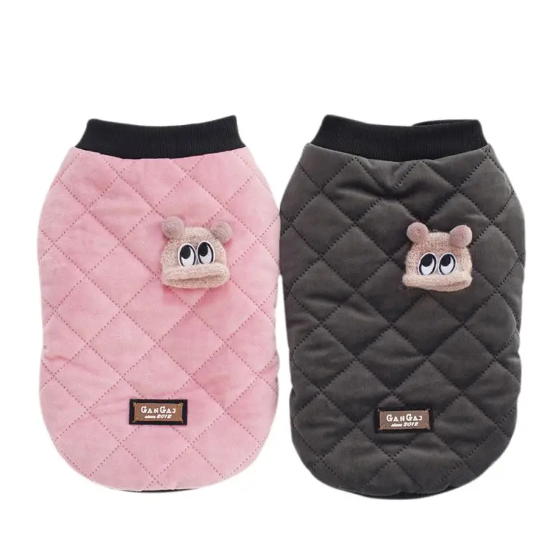 

Warm Pet Dogs Clothes with Animal Decor Jacket Rhombus Plaid Coats for Small Medium Dogs Autumn and Winter Cloth Supplies CM