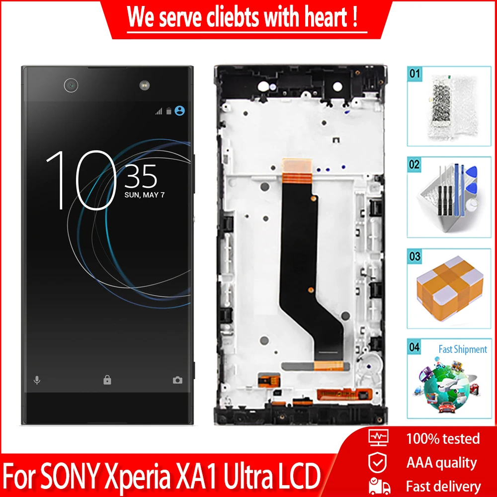 ЖК-экран качества AAA для Sony Xperia XA1 Ultra G3221 G3212 G3223 G3226 C7 ЖК-дисплей экран с