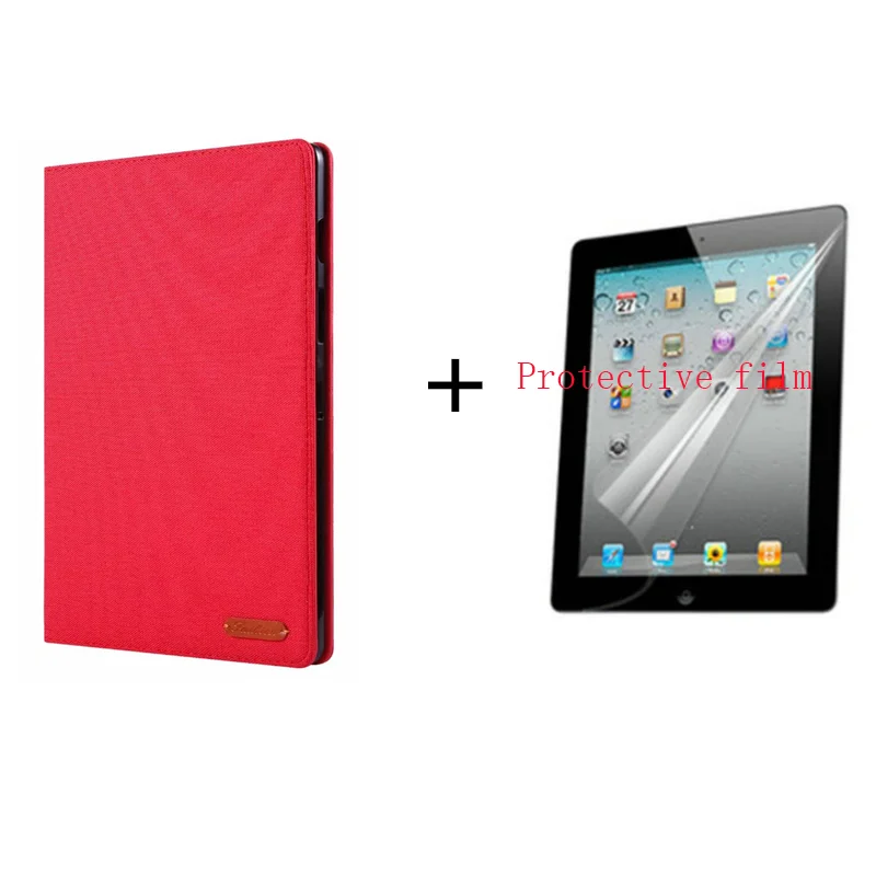 red and film 2 в 1 откидная подставка pu+ Мягкий защитный чехол для samsung Tab A 10,1 дюймов T510 T515 деловая тканевая крышка Чехол+ пленка - Цвет: red and film