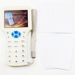 Lecteur de copieur Rfid NFC Super portatif anglais, cloneur 9 fréquences + 5 cartes modifiables UID 125khz et 13.56mhz 