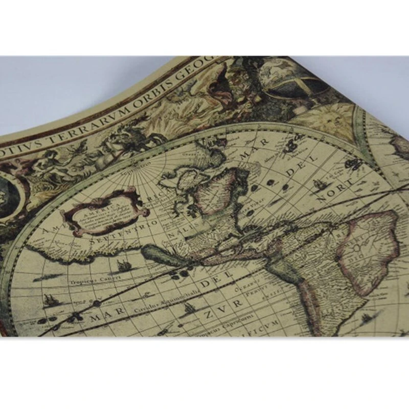 1641 Year Old Nautical Map Charts Poster Retro Kraft Paper Classic Bar Home Decor Painting 71x51cm Wall Sticker wall stickers