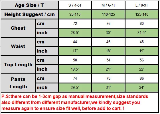Size chart pirate