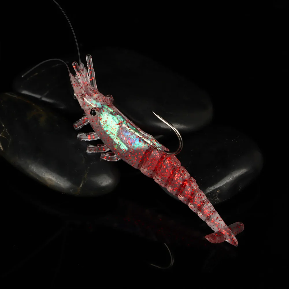 9cm 10g Fake Baits with Hook Soft Shrimp Simulation Lure Fishy Smell Artificial Baits Durable Life-like Swimbait Fishing Tackle