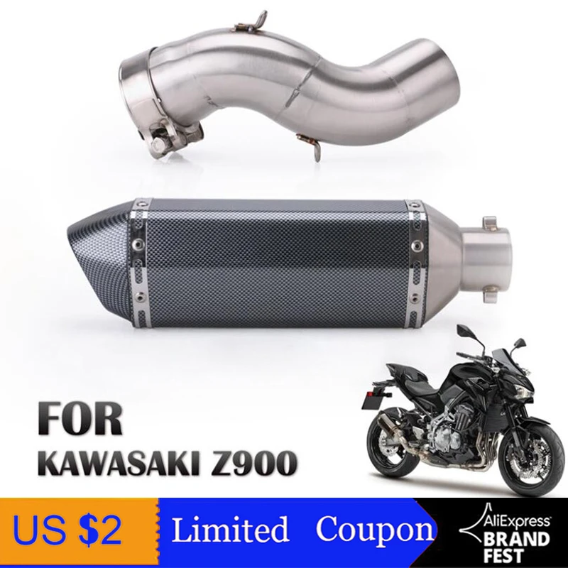 Мотоциклетный глушитель 51 мм для Kawasaki Z900 Модифицированная выхлопная труба 17-18