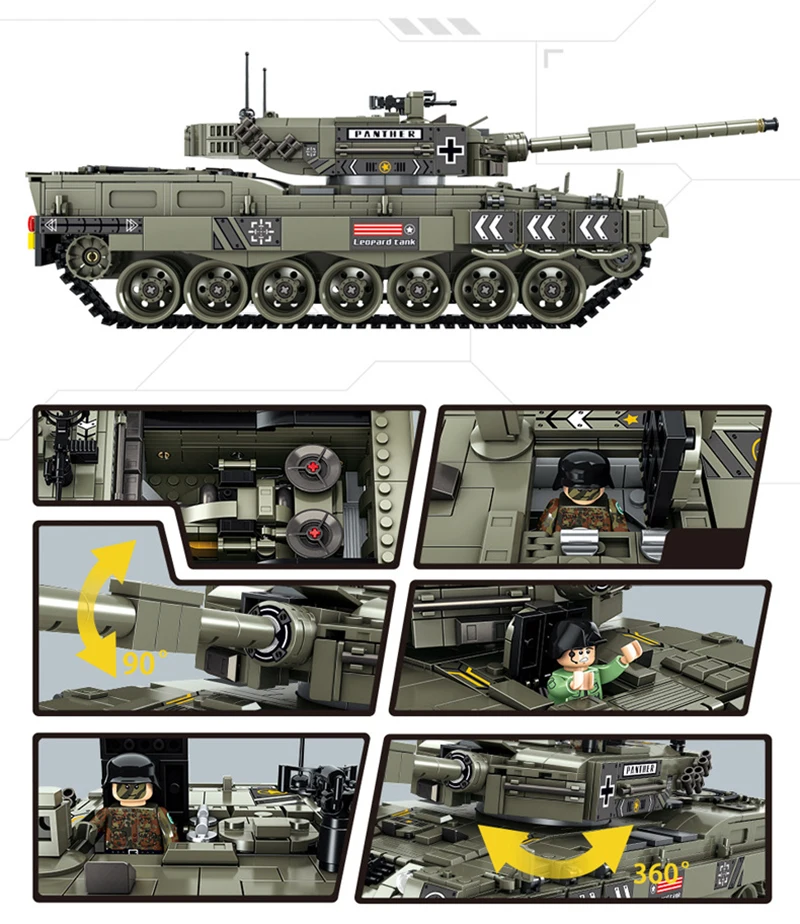 632003 главный боевой танк Leopard 2, набор строительных блоков, кирпичи, сборные, сделай сам, развивающие игрушки на день рождения, веселые рождественские подарки
