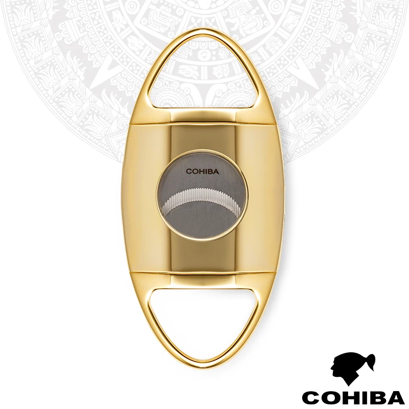 COHIBA нержавеющая сталь сигары резак супер острые двойные лезвия сигары табачные ножницы резка с кожаный чехол подарочная коробка