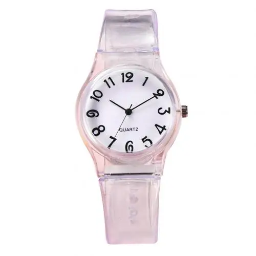 Children Candy Color Big Number Round Dial Silicone Band Quartz Wrist Watch Ladies Dress Watches Gift Luxury - Color: White