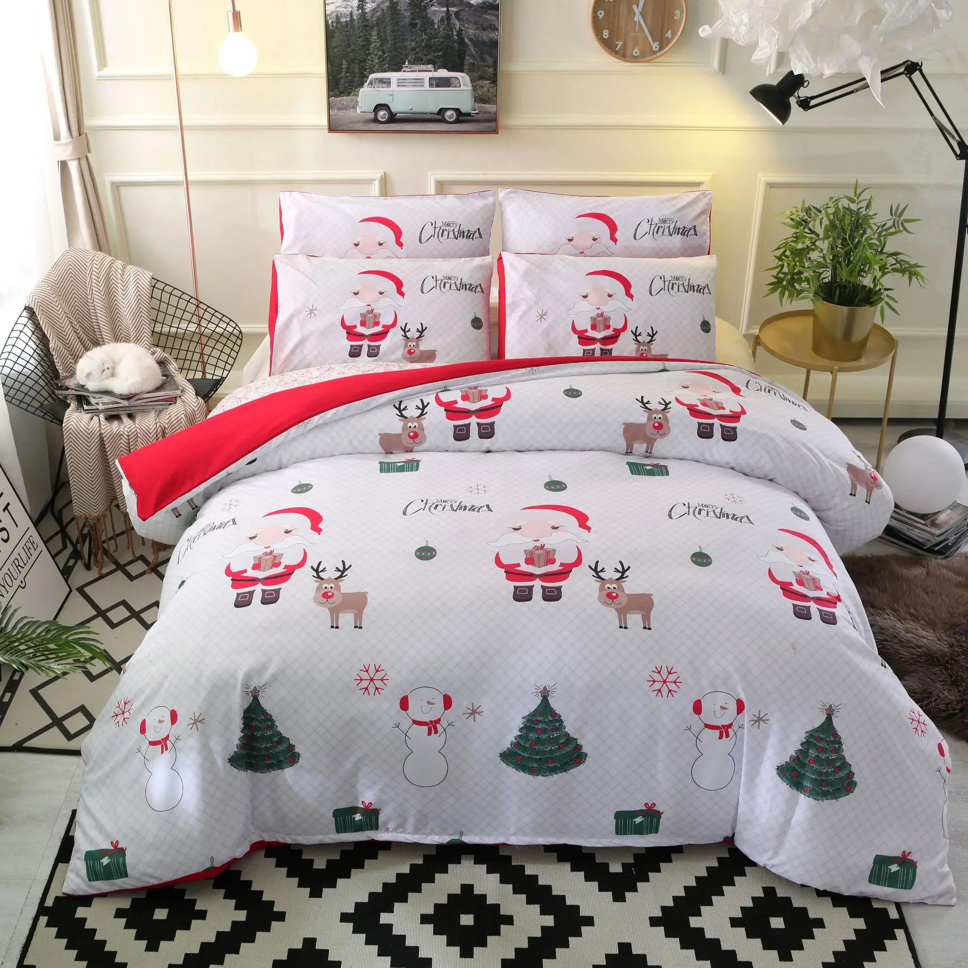 

Cartoon Kids Christmas Bedding Set Comforter Bed linens set Xmas Christmas gift Single Double sizes duvet cover