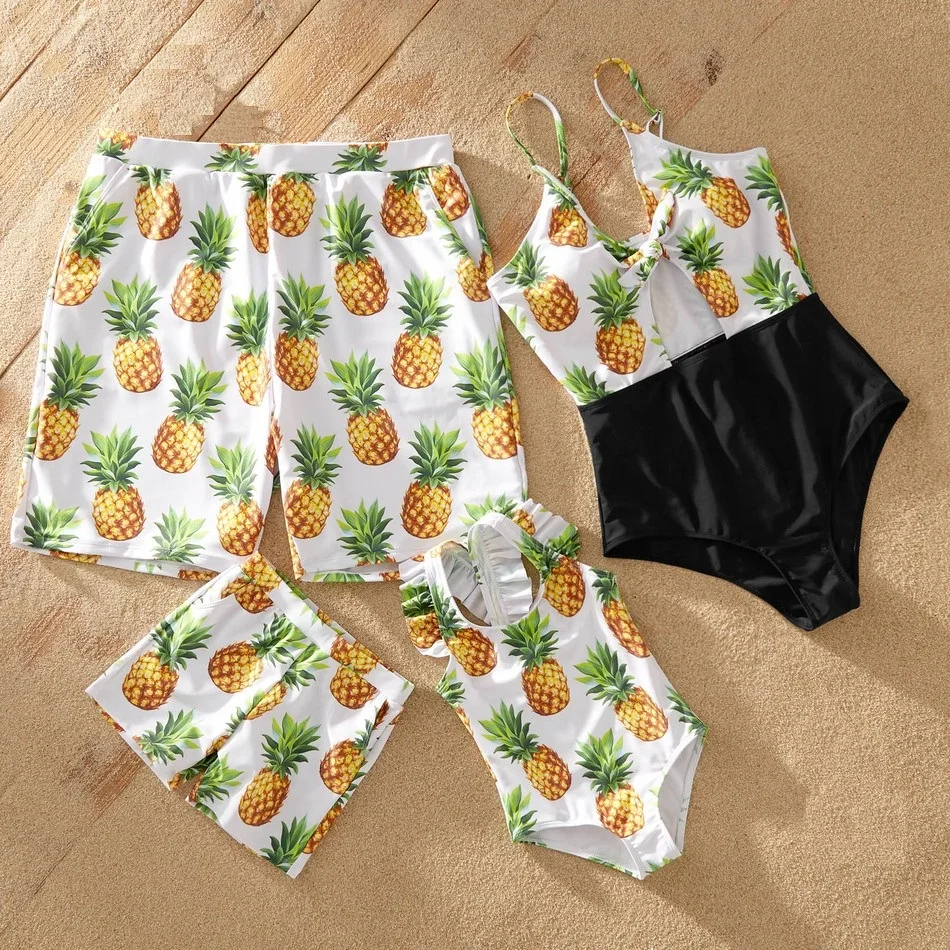 matching pineapple bathing suits